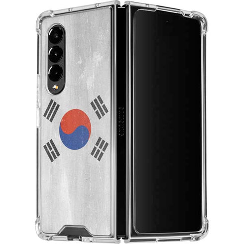 South Korean Flag Distressed Galaxy Z Fold4 5G Clear Case